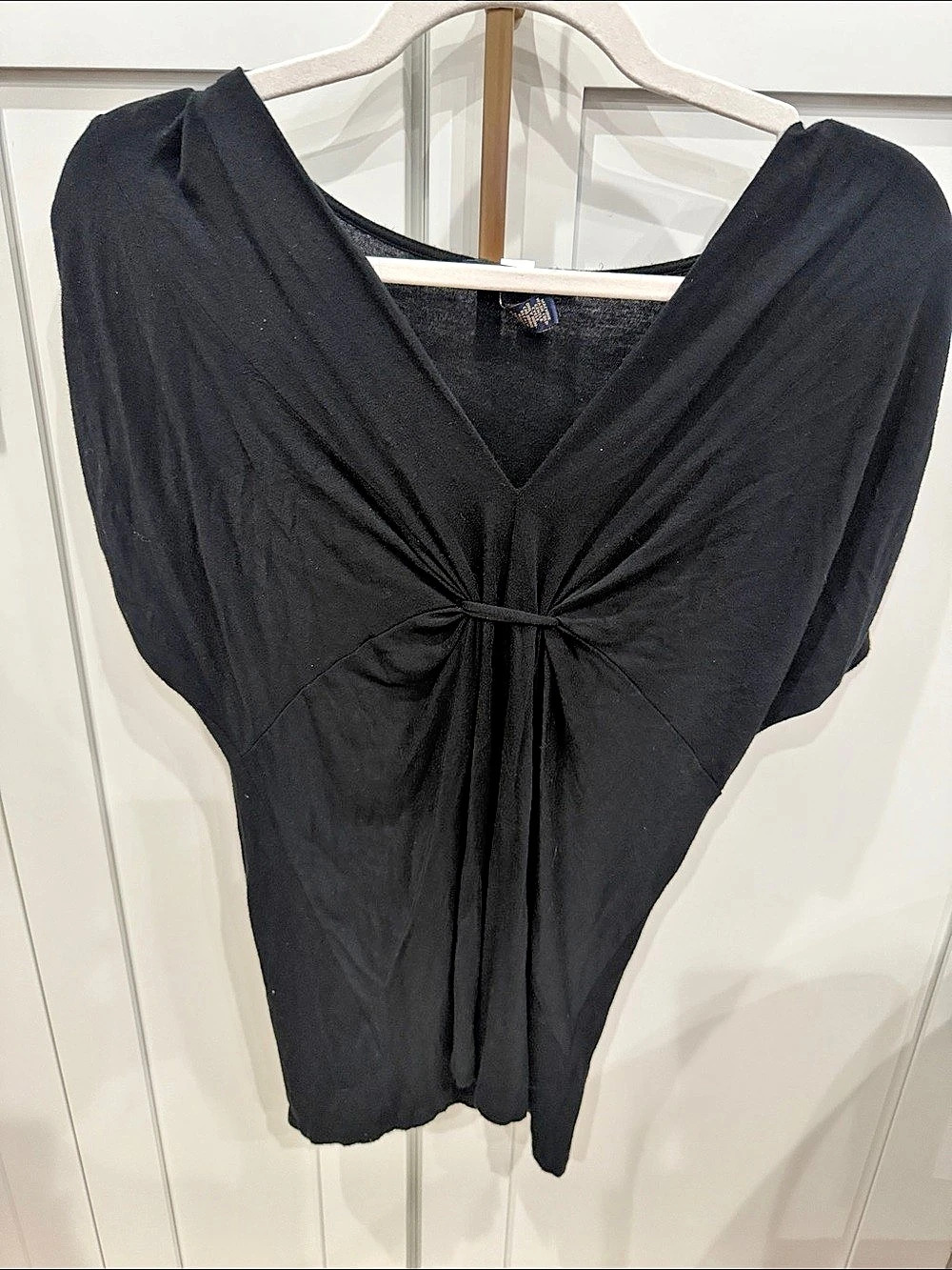 Banana Republic Black Ruched Short Sleeve Top